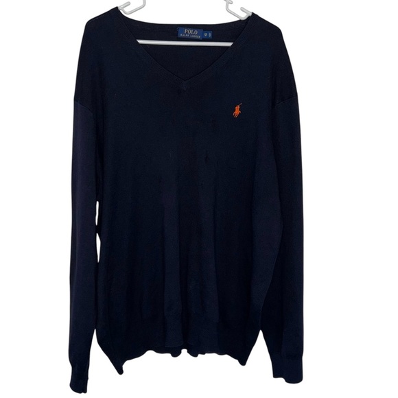 Polo Ralph Lauren Other - Polo Ralph Lauren Navy Blue Pima Cotton V-Neck Sweater Men’s Size 2XB Preppy